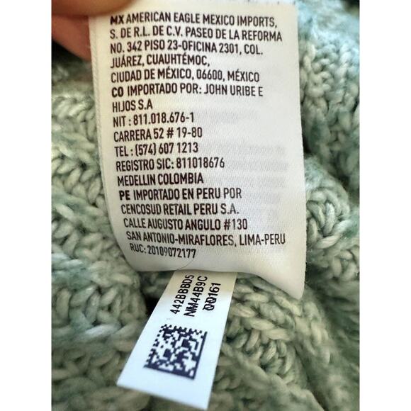 American Eagle Sweater Womens Medium teal Knit Pullover Crewneck Cozy Soft - Picture 11 of 13